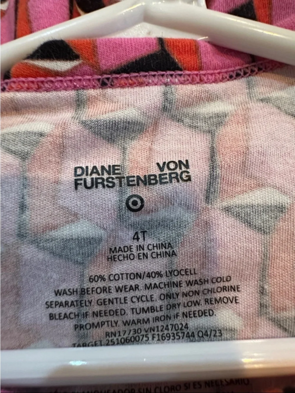 Diane Von Furstenberg Pink Geometric Wrap-Style Kids Dress